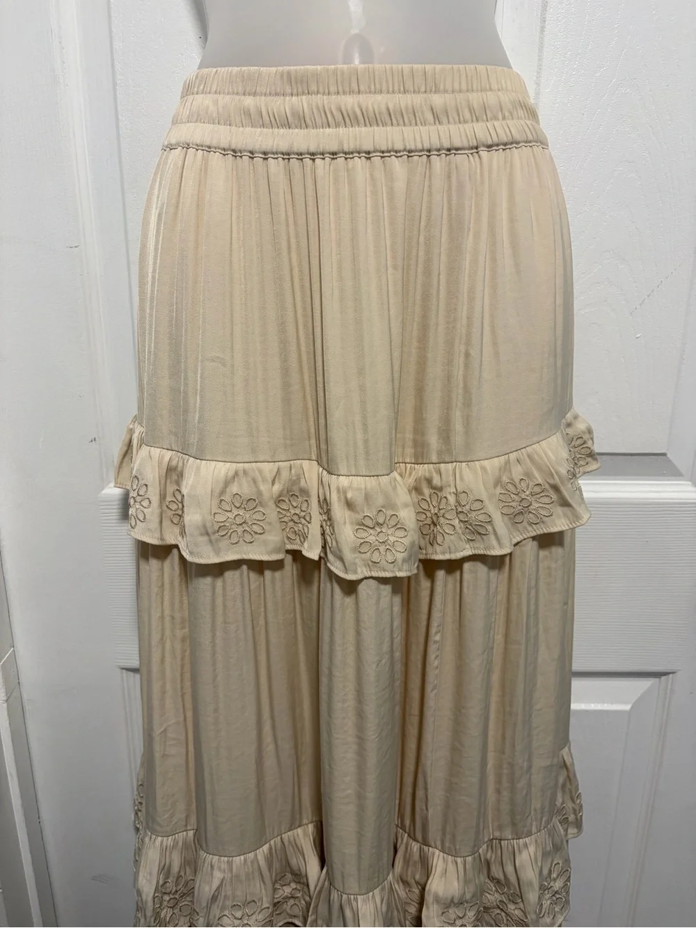 Joie Cream Tiered Embroidered Maxi Skirt - Picture 2 of 7